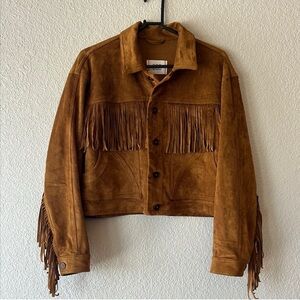 BDG/Urban Outfitters Tan Suede Fringe Jacket